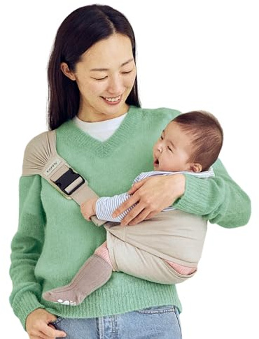 Konny Baby Carrier Hip Seat, Dual Support Toddler Hip Carrier, Adjustable Wraps Sling Wearable One Size Fits All, Baby Essentials for 6 to 48 Months up to 44 lbs -Grey Beige