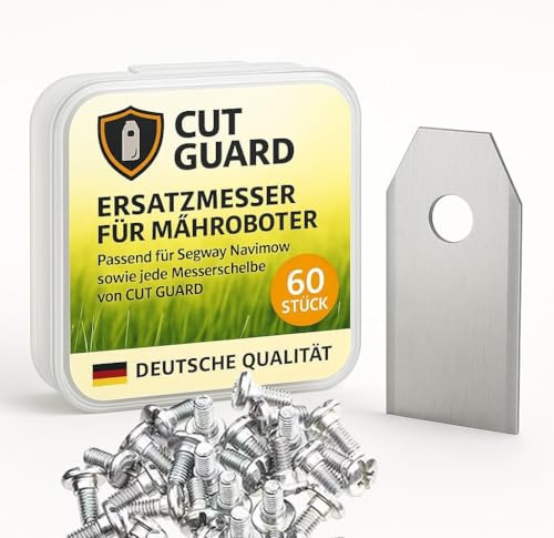 CUT GUARD 60 x ersättningsblad reservblad 35 x 18 x 0,8 mm för robotgräsklippare kompatibel med Segway Navimow i105E i108E H500E H800E, Husqvarna automower och Gardena Sileno blad av rostfritt stål