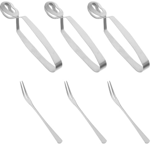 jojofuny Pinze per Lumache in Acciaio Resistente 304 Set da 6 Pezzi 3 Forchette Utensili da Cucina Leggeri e Antiruggine per Ristoranti e Uso Domestico Pratici per Cucina Francese e