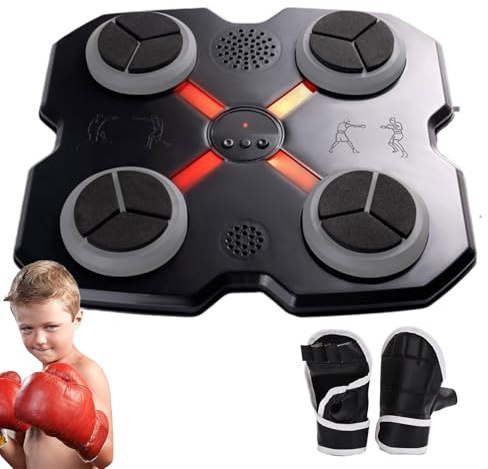 Boxe Musicale, équipement d'exercice avec Gants – Machine de Boxe à Musique Intelligente – pour, garçons, Filles, entraînement, Salle de Sport, fête d'anniversaire en intérieur