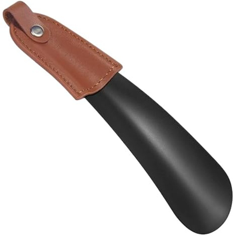 CSSHNL Skosko i rostfritt stål med läderhandtag, robust och lång accessoar för män och kvinnor, lätt att bära och perfekt för resor.