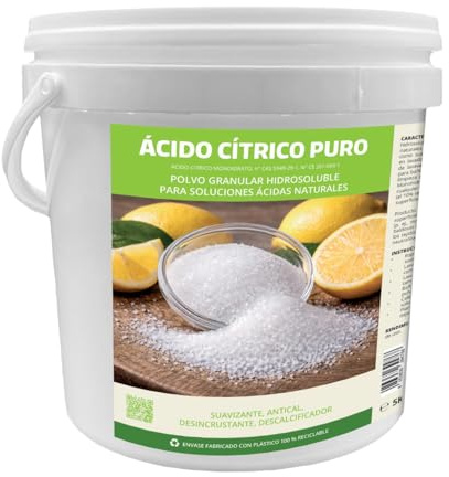 MARBEC ÁCIDO CÍTRICO PURO 5KG Detergente desincrustante antical, suavizante natural, polvo hidrosoluble, para baño, cocina, electrodomésticos.