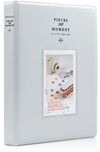 Ablus 120 fickor mini fotoalbum för Fujifilm Instax Mini 7s 8 8+ 9 25 26 50s 70 90 omedelbar kamera och namnkort (128 fickor, rökig vit)