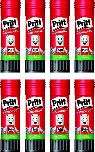 Pritt Klebestift, transparent, auswaschbar, ablösbar, ohne Lösungsmittel, 43 g (8 Stück)