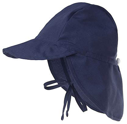 LACOFIA Baby Sun Protection Beach Hat Toddler Super Soft Adjustable Flap Cap Kids Summer Visor Cap Blue 6-18 Months