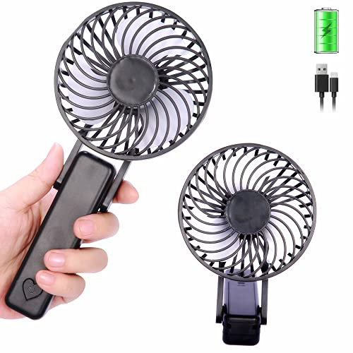 Wsobue Ventilateur USB, Mini Ventilateur de Bureau, Ventilateur de Table Silencieux avec flux d'air amélioré,Alimenté par USB rotation à 360 °pour PC Maison Bureau (Noir- Ventilateur de poche)