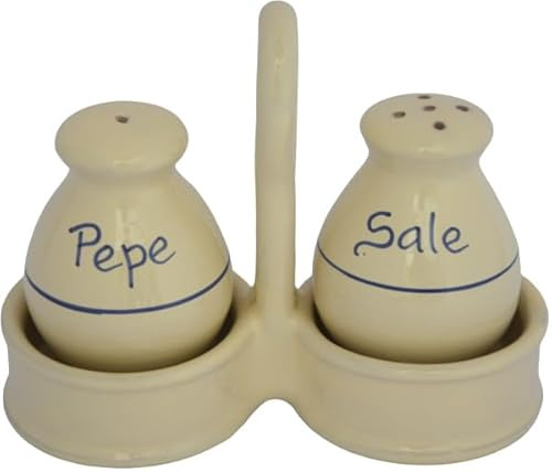 Colì Set 2 Pezzi Dispenser Sale e Pepe in Terracotta, Set Combinato con Saliera e Pepiera