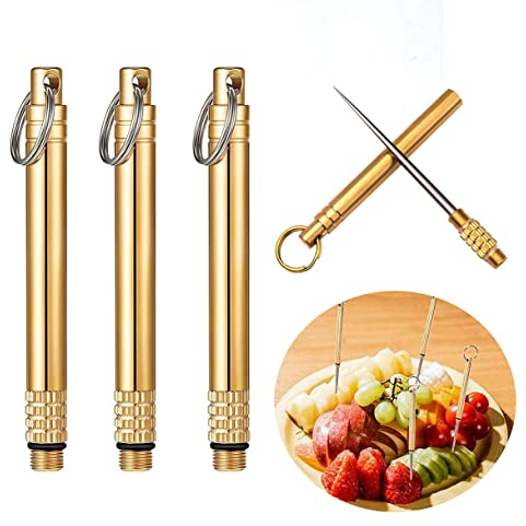 Titane Cure-Dents,3 Pièces Portable Toothpick étanche extérieur Porte Cure Dent de Poche Container de Voyage Poche Porte-clés reutilisable Non-Toxique Ultraléger Rust-résistance Anti-Corrosion