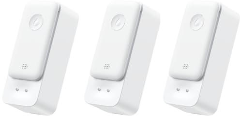 SwitchBot WiFi Sensor de Agua Pack de 3, Inteligente de Fugas de Agua, 100dB Alertas Ajustables y de App, IP67 Impermeable, Detector Inalámbrico para Cocina, Baño, Sótano, No Exige Hub (Permite 2,4G)