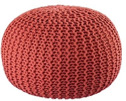 kreatives Wohnen Sitzpouf ø55cm Pouf Strickhocker Strickpouf Premium Innen Terrasse Pool Garten nachhaltig Terracotta - Ginger