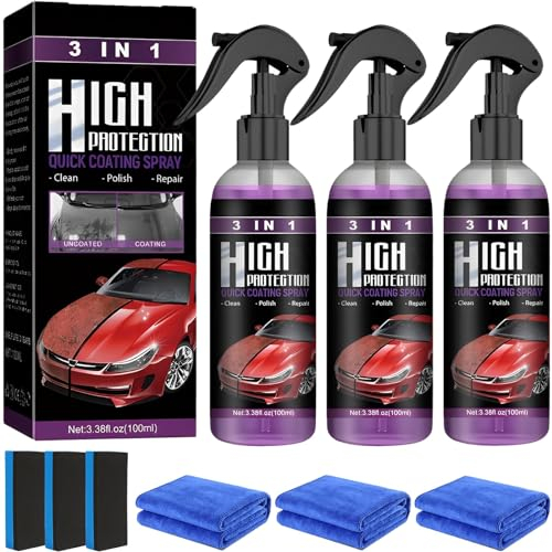 CFYYFC High Protection 3in1 Spray, 300 ml Nano Spray Auto Keramikversiegelung, Auto-Nano-Beschichtungsspray, Autolack Außen Restaurator Autopolitur, Car Nano Kratzer Spray (3 Stücke)