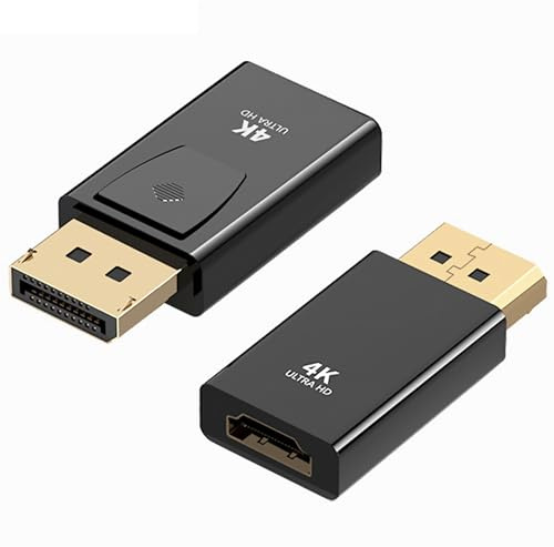 Displayport Auf HDMI Adapter - 2 Stück 4K Plug and Play Konverter für Lenovo, HP, Dell & Alle Geräte (Schwarz)