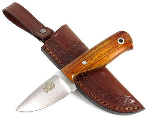 HOBBIT Cuchillo de cinuturón y cuello para Supervivencia Caza Monte Bushcraft Camping Outdoor Campo - Funda - Hoja fija de 7cm Acero MOVA 58 - Fabricado en España