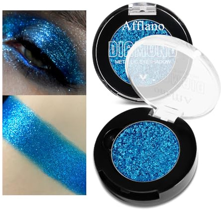 Afflano Blauer Glitzer-Lidschatten, glänzend und hologographisch, super pigmentiert, für blaue Augen