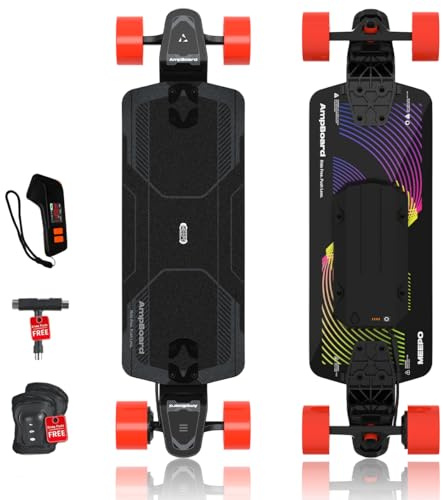 MEEPO Ampboard Electric Skateboard - Ultra-Lightweight 33.74 Drop-Through Deck, 14MPH Max, 9 Miles Range, for Beginners & Commuters Protective Gear & M6c Color Remote