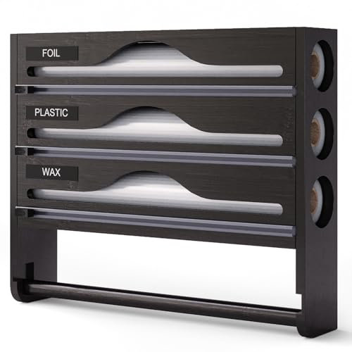 Distributeur Aluminium Et Film Alimentaire avec Porte Cuisine, Distributeur Film Alimentaire avec Coupeur, Derouleur Papier Alimentaire, Film, Alu, Papier De Cuisson A,Three-Gang