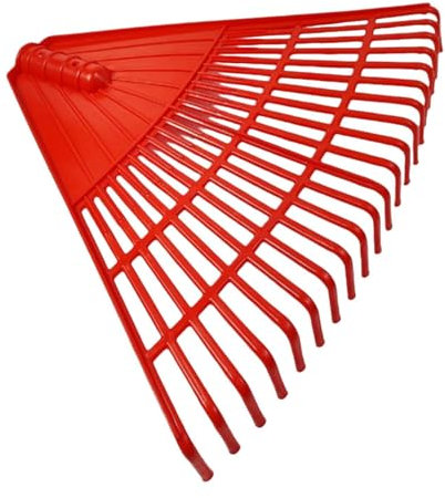 perfk Rastrillo de Hojas para jardín, Multifuncional, de Polipropileno, para arbustos, césped, Ligero, con 21 púas, Rojo