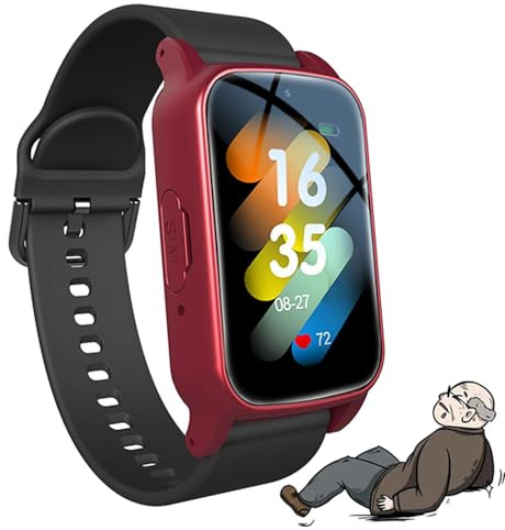 Vexorium Smartwatch för äldre med falldetektering, GPS och SOS-armband för Alzheimers, demens och autism, röd