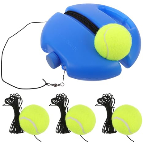 FUNOMOCYA Entraîneur Tennis Portable avec Base Rebond Bleu et Balles à Corde Kit Débutant pour Pratique Intérieur Extérieur Outil Auto-Entrainement Améliorant Coordination et Techniques