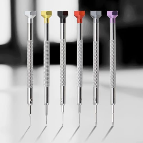 Juego de 6 destornilladores ranurados para reparación de gafas de reloj, herramientas manuales de cabeza hexagonal con puntas de 0,6 a 1,6 mm, kit de acero colorido