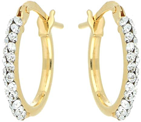 DelPia, Orecchini Tondi 2begold in Oro 18Kt e Argento Sterling 925 con Cristalli Luminosi (Oro giallo, 10mm)