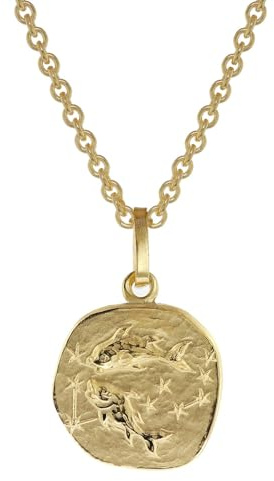 trendor Sternzeichen für Kinder Fische Gold 333 Anhänger + Halskette Tierkreiszeichen, liebevoller Halsschmuck für Mädchen und Jungen, 75905-03