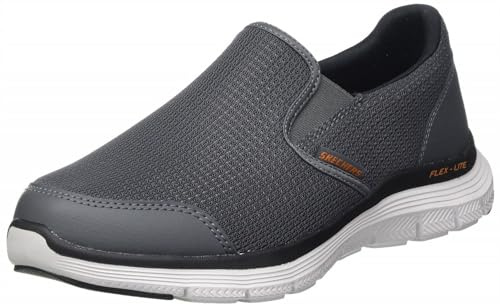 Skechers Mens Flex Advantage 4.0 Tuscan Sneaker, Charcoal Mesh Pu Orange Trim, 11 UK