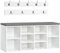 HOOBRO Garderobe Schuhregal Set, Schuhbank mit 10 Fächern, Schuhregal mit gepolsterter Sitzbank, Wandgarderobe mit 9 Haken, Schuhschrank für Flur, Eingangsbereich, Schlafzimmer weiß EWT110HX01