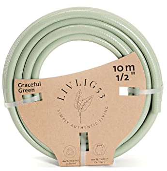 LIVLIG Gartenschlauch 10m, Gartenschlauch 1/2 Zoll Made in Germany, Wasserschlauch 10m aus recyceltem PVC, formstabil, Farbe: Grün