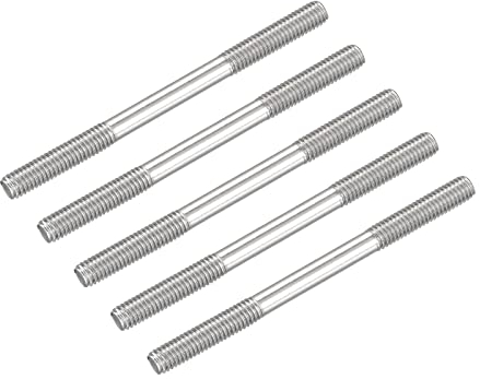 METALLIXITY Double Terminal Goujon Vis (M6 Filetage 80mm Longueur) 5Pcs 304 Inox Acier Double Fileté Barre Boulons - pour Maison Entretien