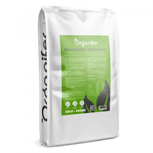 Chaux Jardin Avec Magnésium - 20 Kg - 400 M2 - Chaux Vive Agricole Granulée - Engrais Universel Granule Pour Gazon, Potager Et Sols Acides - Taille 0,3-1 Mm - 1% De Mgco3 - Organifer