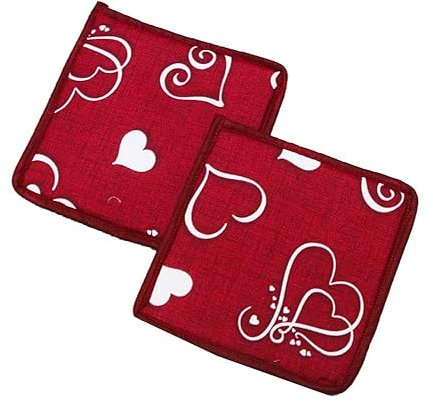 Russo Tessuti Set 2 Presine Coppia Pattina Forno Fornelli Arredo Cucina Coordinato Paris Love -Bordeaux