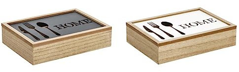 AD TREND Scatola Portaposate in Legno MDF e Metallo 25 x 18 x 6 cm Bicolore Moderno Multicolore