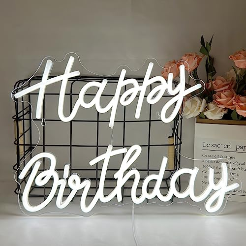 Luz de neón happy birthday neón Decoración de cumpleaños alimentada por USB, letrero de neón, decoración de pared, alfabeto de feliz cumpleaños, letrero de neón