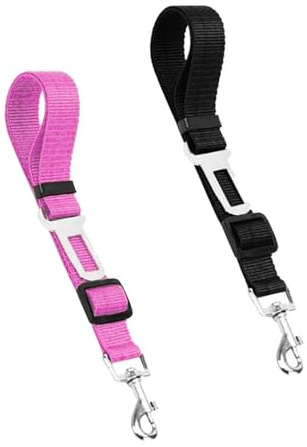 Dog Seat Belts 2 Pack Dog Car Seat Belts Adjustable Seat Belt for Car, Dog Seatbelt, Seat Belt for Dogs in Car Pet Seat Belts for Dogs, Cats and Pets(Black Pink)