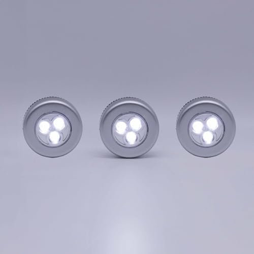 Marco Paul LED Touch Light Set, Battery Operated Wall Mounted Silver Colour Peel and Stick Light, Stick-on Push Various Indoor Spaces for Any Room, Kitchen, Garage, Office and Hallway (Energy A+)