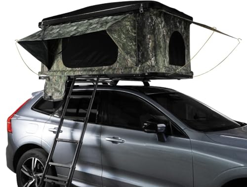 Car Roof Tent Large Hard Shell Box Gas Assisted Pop Up Bunk 2-3 Person 3000mm Waterproof Camping Telescopic Ladder 5.5cm Fitted Mattress Boot Bags Anti Condensation FREE Storage Net & Solar Torch