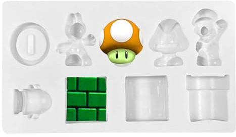 Hsupez Moule en silicone, moule de cuisson en silicone, moules à gâteau 3D, moule à chocolat pour fondant mario, emporte-pièces pressables, bonbons à gâteaux, pour les fêtes quotidiennes, les fêtes de