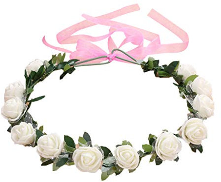 Couronne de cheveux à fleurs avec ruban réglable pour festivals, fête de mariage, pinces à cheveux pour filles