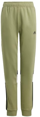 adidas Kids' Pantalon Molleton Tiberio 3 Bandes Colorblock Enfants, Tent Green/Black, 15-16A