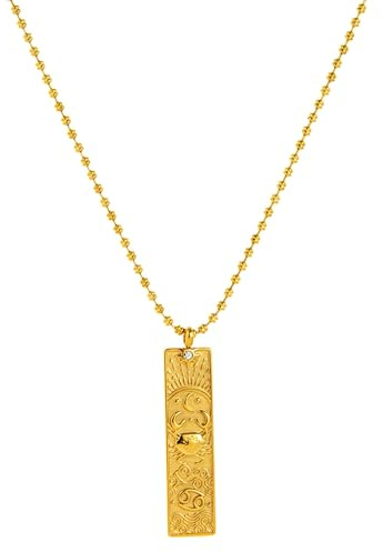 immerFancy Gold Cancer Zodiac Sign Tarot Card Necklace for Women Men Vintage Totem Pole Charm 12 Constellation Pendant Necklaces Trendy Astrology Horoscope Unisex Jewelry Birthday Gift