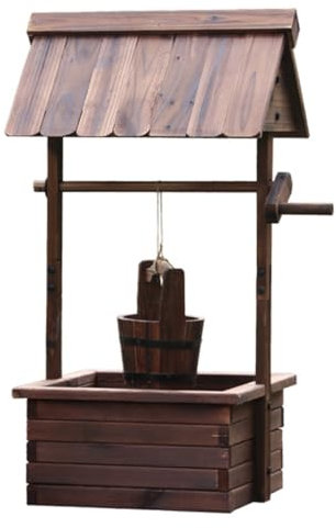 BDCPMT Puits à souhaits en Bois for Jardin, jardinière Rustique en Bois for puits à souhaits, jardinière en Bois for puits à souhaits for Jardin, jardinière Rustique for Jardin, terrasse, pelouse