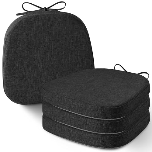 AddGrace Set of 4 Chair Cushions for Metal Dining Chairs 14x14 Black