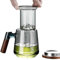 PORFOYO Taza de té de vidrio con tapa y colador, colador y tapa transparente sin plomo, taza de té con tapa de madera de bambú y asa, vaso de té de 500 ml para té negro, bebidas, café helado, bolsas