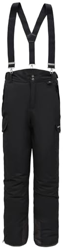 BenBoy Hombre Pantalones de esquí para Softshell Impermeable Térmico Senderismo Nieve Escalada Calidez Versátil Removibles Invierno Peto para Montaña（Voll Negro,XXL）