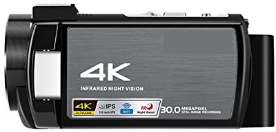 QZCX Cámara Digital, Cámara de Video 4K IR VISMACIÓN DE VISIÓN Noche Completa HD AE8 Cámaras Digitales Vlog Profesional de grabadora de cámara de Zoom Digital for grabación de vlog(Standard Package)