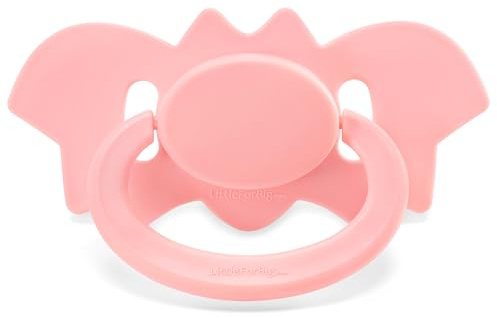 LittleForBig Großer Saugerschild Bedruckter Schnuller der Generation II in Erwachsenengröße - Rosa Fledermaus Schnuller