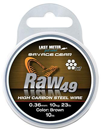 Savage Gear Raw 49 braun Stahlvorfach 7x7 10m, Durchmesser/Tragkraft:0.54mm / 23kg Tragkraft