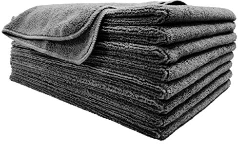 Polyte - Profi-Handtücher für Friseure - schnelltrocknend & fusselfrei - Mikrofaser - Dunkelgrau - 40,6 x 73,7 cm - 8 Stück