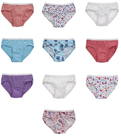 Hanes Girls and Toddler Underwear, Cotton Knit Tagless Brief, Hipster, and Bikini Panties, Multipack (Colors May Vary)